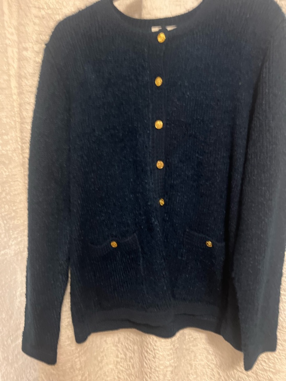 Blair Navy Knit Cardigan with Gold Buttons